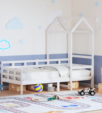 Tagesbett mit Dach Weiß 90x200 cm Massivholz Kiefer