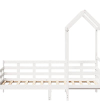 Tagesbett mit Dach Weiß 90x200 cm Massivholz Kiefer