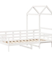 Tagesbett mit Dach Weiß 80x200 cm Massivholz Kiefer