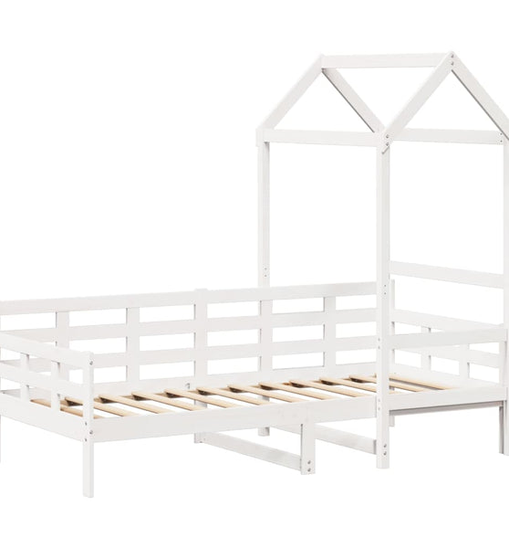 Tagesbett mit Dach Weiß 80x200 cm Massivholz Kiefer