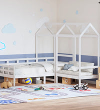 Tagesbett und Bank mit Dach Weiß 90x200 cm Kiefernholz