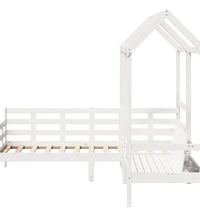 Tagesbett und Bank mit Dach Weiß 90x200 cm Kiefernholz