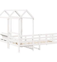 Tagesbett und Bank mit Dach Weiß 90x200 cm Kiefernholz