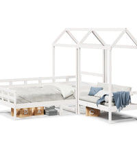 Tagesbett und Bank mit Dach Weiß 90x200 cm Kiefernholz