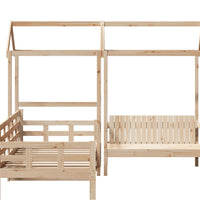 Tagesbett und Bank mit Dach 80x200 cm Kiefernholz
