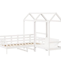 Tagesbett und Bank mit Dach Weiß 90x190 cm Kiefernholz