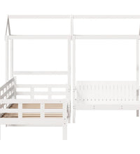 Tagesbett und Bank mit Dach Weiß 90x190 cm Kiefernholz