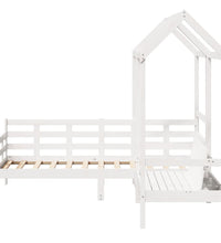 Tagesbett und Bank mit Dach Weiß 90x190 cm Kiefernholz