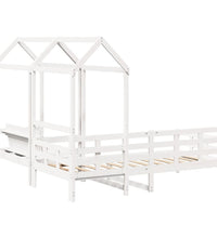 Tagesbett und Bank mit Dach Weiß 90x190 cm Kiefernholz