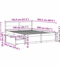 Massivholzbett ohne Matratze Weiß 140x200 cm Kiefernholz