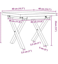 Couchtisch X-Gestell 40x40x35,5 Massivholz Kiefer und Gusseisen