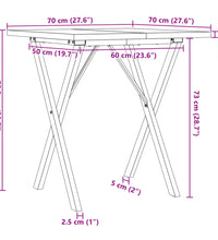 Esstisch X-Gestell 70x70x75,5cm Massivholz Kiefer und Gusseisen