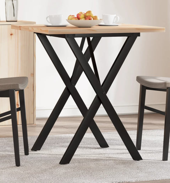 Esstisch X-Gestell 70x70x75,5cm Massivholz Kiefer und Gusseisen