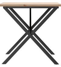 Esstisch X-Gestell 80x80x75,5 cm Massivholz Kiefer & Gusseisen