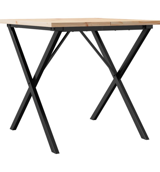 Esstisch X-Gestell 90x90x75,5 Massivholz Kiefer und Gusseisen