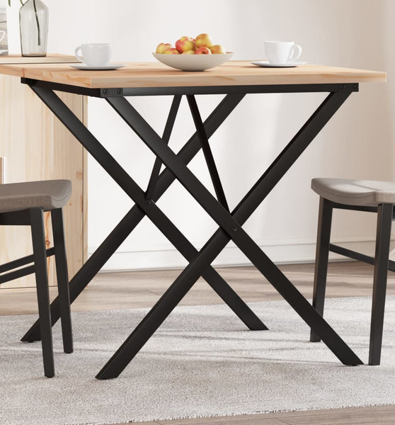 Esstisch X-Gestell 90x90x75,5 Massivholz Kiefer und Gusseisen
