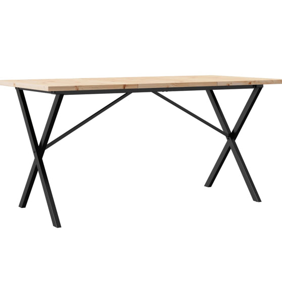 Esstisch X-Gestell 140x80x75,5 cm Massivholz Kiefer & Gusseisen