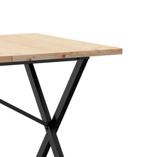 Esstisch X-Gestell 140x80x75,5 cm Massivholz Kiefer & Gusseisen