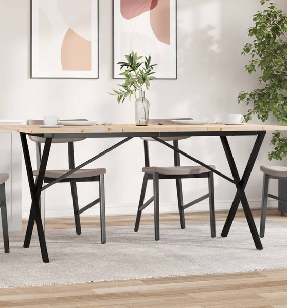 Esstisch X-Gestell 140x80x75,5 cm Massivholz Kiefer & Gusseisen