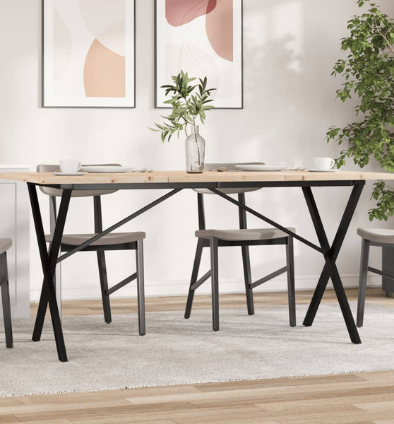 Esstisch X-Gestell 160x80x75,5 cm Massivholz Kiefer & Gusseisen