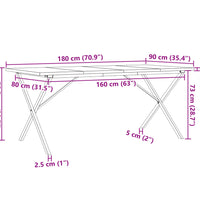 Esstisch X-Gestell 180x90x75,5 cm Massivholz Kiefer & Gusseisen