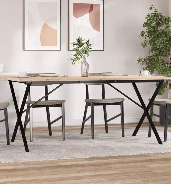 Esstisch X-Gestell 180x90x75,5 cm Massivholz Kiefer & Gusseisen