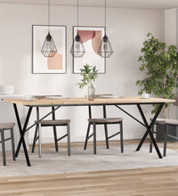 Esstisch X-Gestell 200x100x75,5cm Massivholz Kiefer & Gusseisen