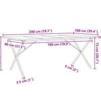 Esstisch X-Gestell 200x100x75,5cm Massivholz Kiefer & Gusseisen