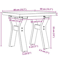 Couchtisch Y-Gestell 40x40x35,5 Massivholz Kiefer und Gusseisen