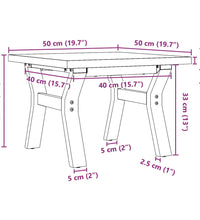 Couchtisch Y-Gestell 50x50x35,5cm Massivholz Kiefer & Gusseisen