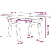 Couchtisch Y-Gestell 60x60x40,5cm Massivholz Kiefer & Gusseisen