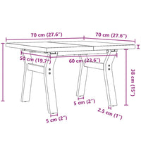 Couchtisch Y-Gestell 70x70x40,5cm Massivholz Kiefer & Gusseisen