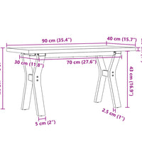 Couchtisch Y-Gestell 90x40x45,5cm Massivholz Kiefer & Gusseisen