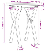Esstisch Y-Gestell 50x50x75,5 cm Massivholz Kiefer & Gusseisen