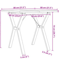Esstisch Y-Gestell 80x80x75,5 cm Massivholz Kiefer & Gusseisen