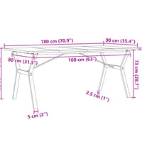 Esstisch Y-Gestell 180x90x75,5 cm Massivholz Kiefer & Gusseisen