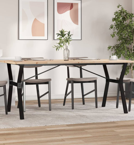 Esstisch Y-Gestell 180x90x75,5 cm Massivholz Kiefer & Gusseisen
