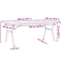 Esstisch Y-Gestell 200x100x75,5cm Massivholz Kiefer & Gusseisen
