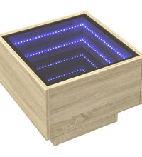 Beistelltisch mit LED Sonoma Eiche 40x40x30 cm Holzwerkstoff