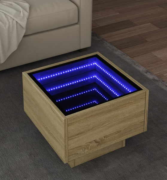 Beistelltisch mit LED Sonoma Eiche 40x40x30 cm Holzwerkstoff