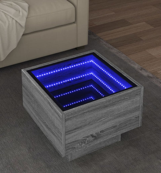 Beistelltisch mit LED Grau Sonoma 40x40x30 cm Holzwerkstoff