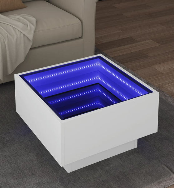 LED-Couchtisch Weiß 50x50x30 cm Holzwerkstoff