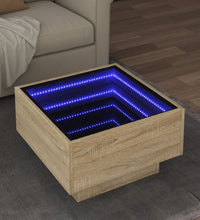 LED-Couchtisch Sonoma Eiche 50x50x30 cm Holzwerkstoff