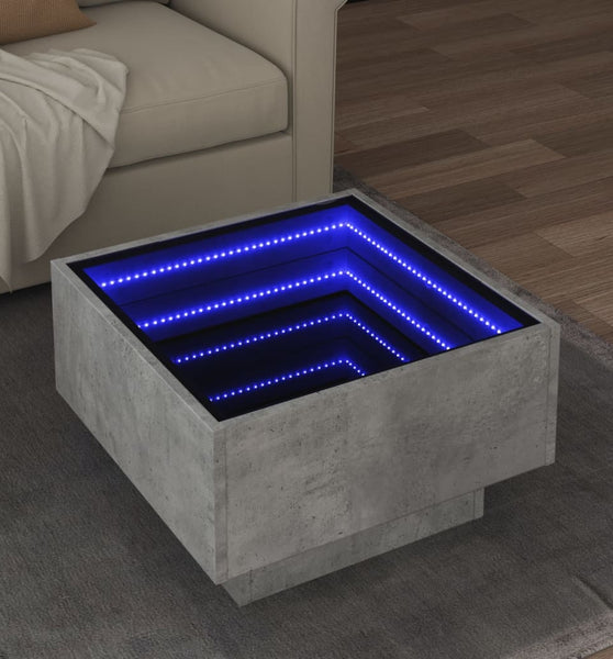 LED-Couchtisch Betongrau 50x50x30 cm Holzwerkstoff