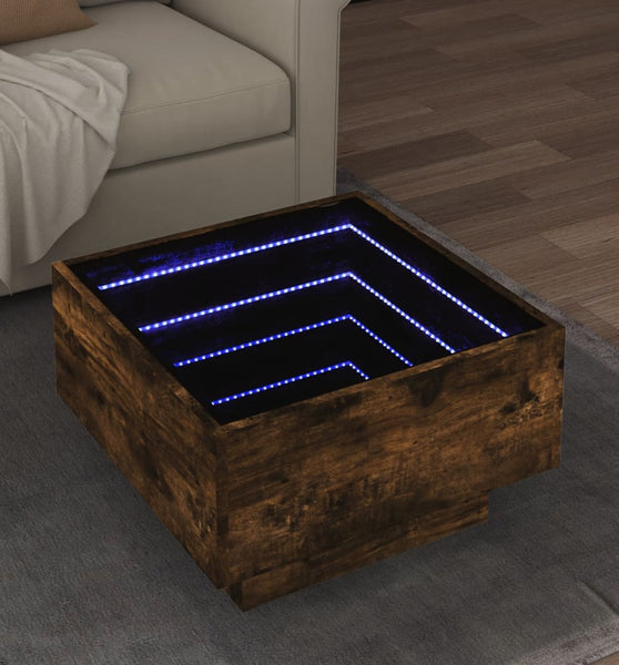 LED-Couchtisch Räuchereiche 50x50x30 cm Holzwerkstoff