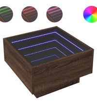 LED-Couchtisch Braun Eichen-Optik 50x50x30 cm Holzwerkstoff