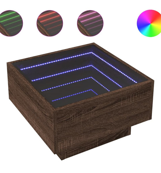 LED-Couchtisch Braun Eichen-Optik 50x50x30 cm Holzwerkstoff