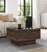 LED-Couchtisch Braun Eichen-Optik 50x50x30 cm Holzwerkstoff