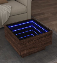 LED-Couchtisch Braun Eichen-Optik 50x50x30 cm Holzwerkstoff