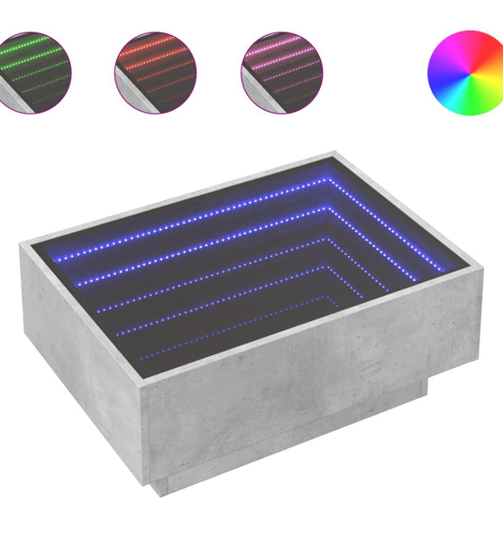 LED-Couchtisch Betongrau 70x50x30 cm Holzwerkstoff